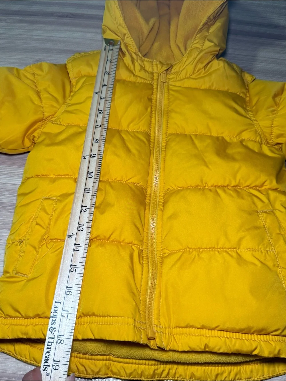 Old Navy 5T Toddler Yellow Puffer Coat Hooded Warm Fleece Lined Jacket